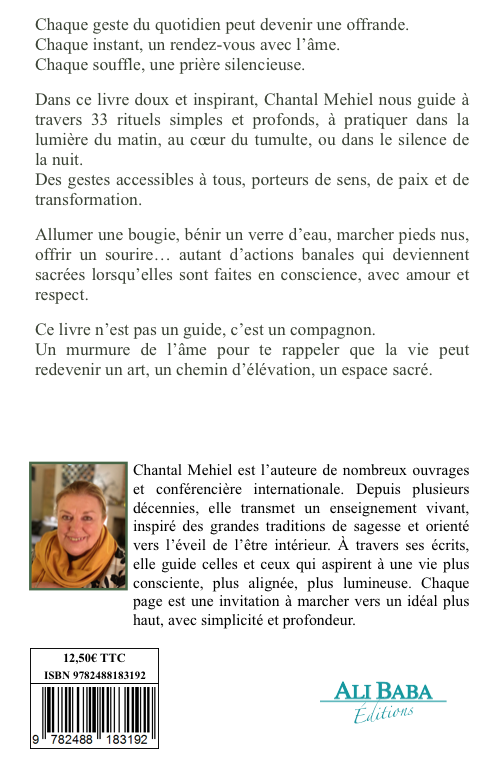 Quatrième de couverture des Rituels Sacrés du Quotidien, Ali Baba Éditions