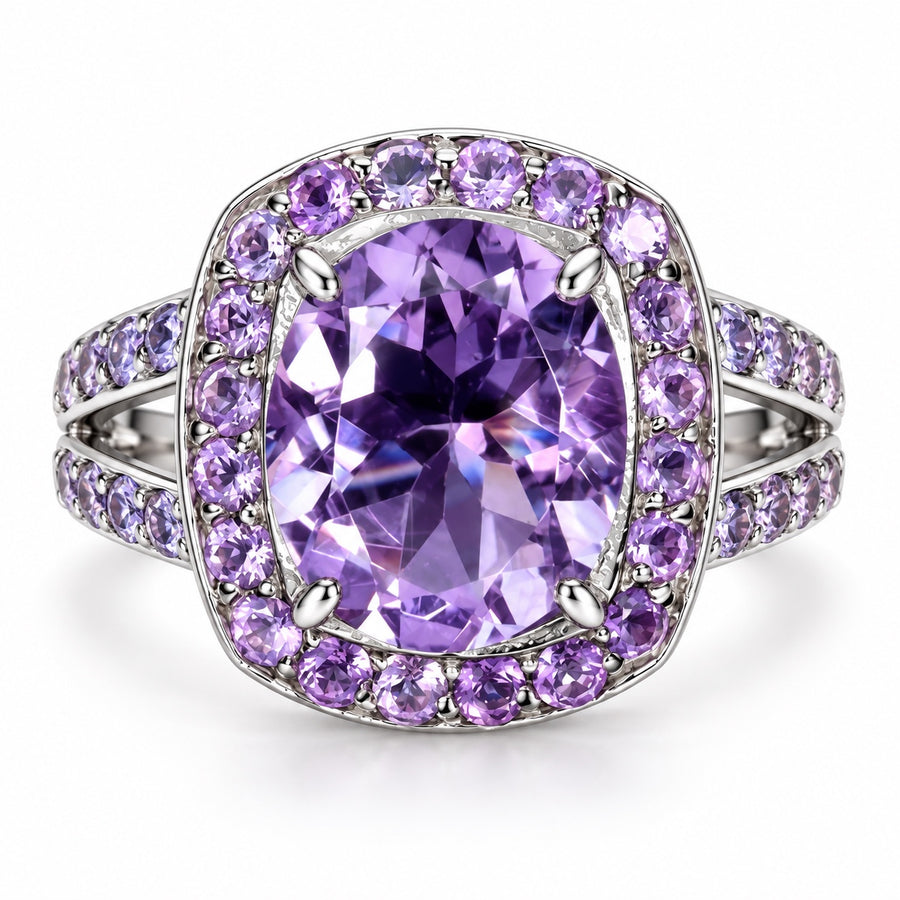 Bague améthyste Rose de France et tanzanite – Argent 925