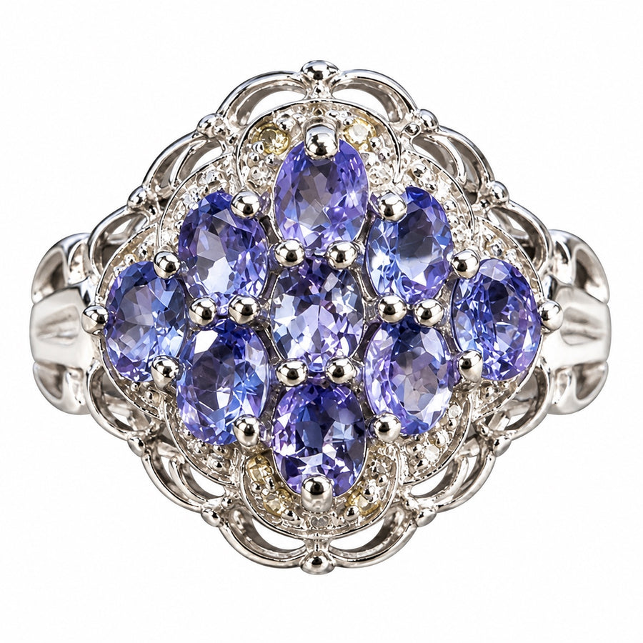 Bague aux 9 tanzanites – Argent 925