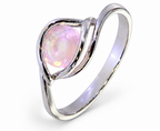 Bague en quartz rose facetté et argent 925 — vue sur fond blanc