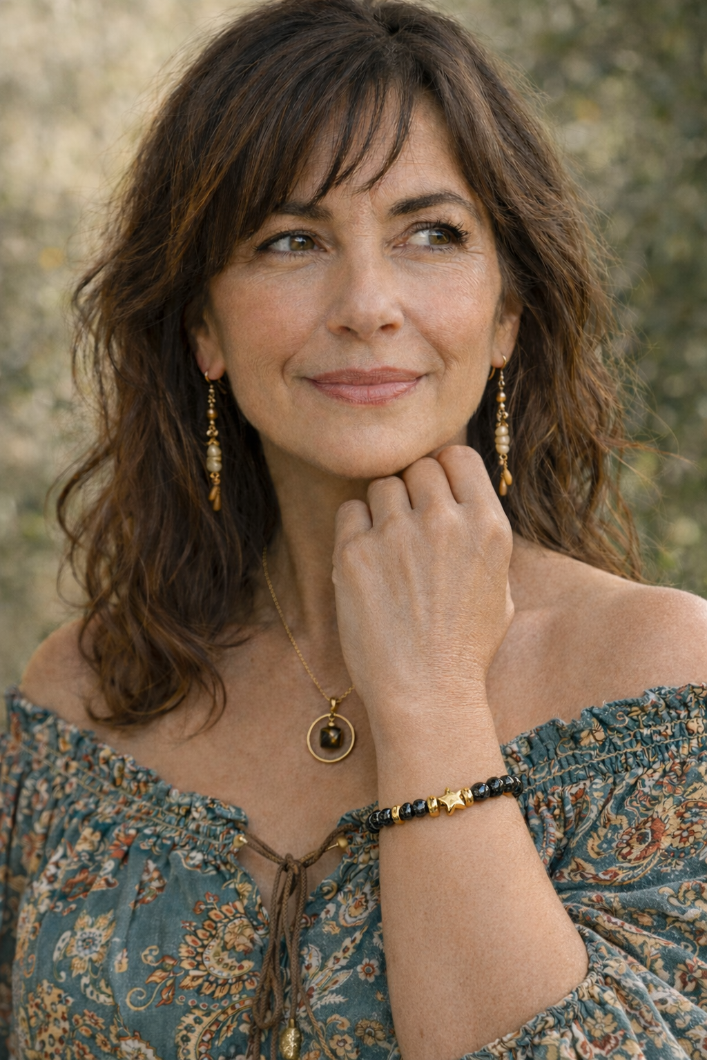 Bracelet Hematite et acier inoxydable doré