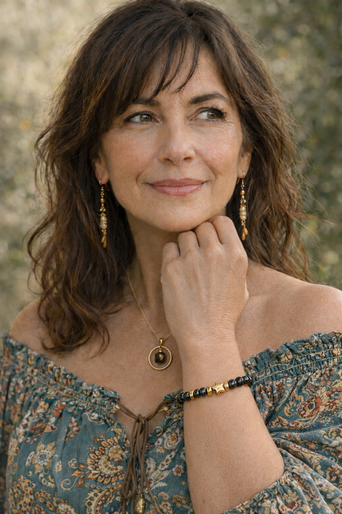 Bracelet Hematite et acier inoxydable doré