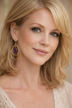 Boucle d'oreille Améthyste Acier doré inoxydable