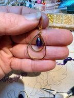 Boucle d'oreille Améthyste Acier doré inoxydable