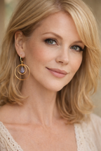 Boucle d'oreille Améthyste Acier doré inoxydable