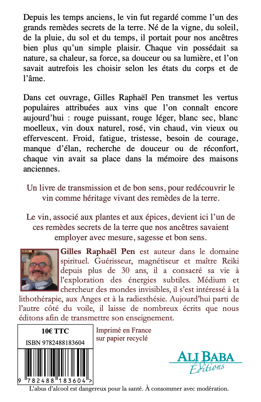Les Élixirs du Vignoble de Gilles Raphaël Pen - quatrième de couverture