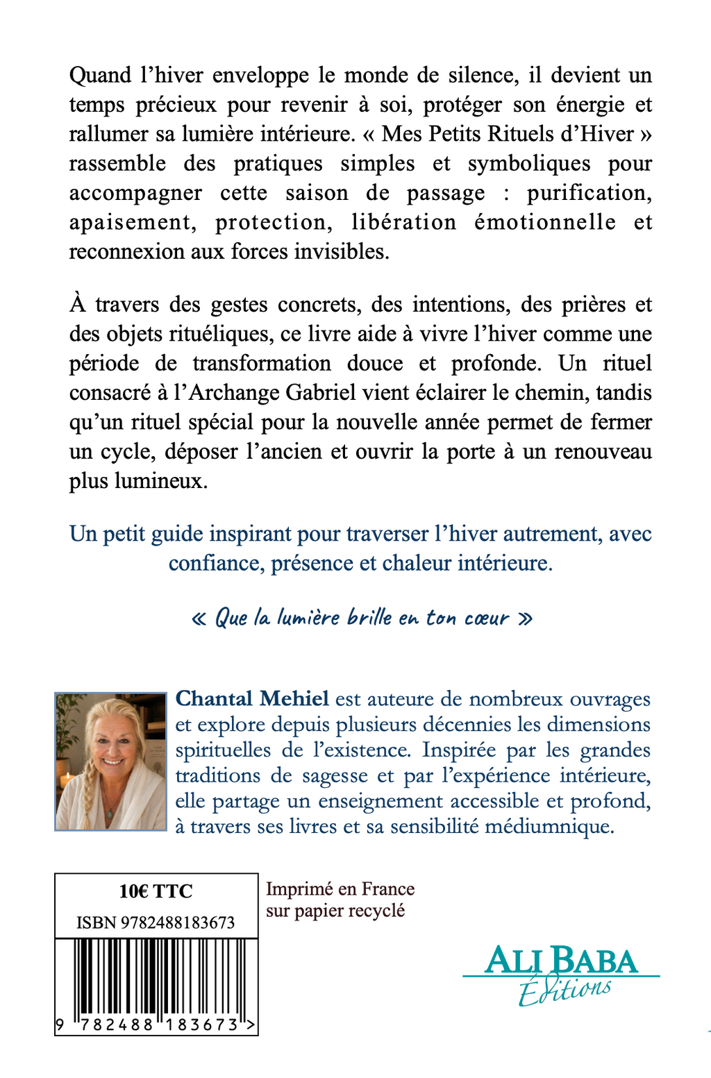 Quatrième de couverture de Mes Petits Rituels d’Hiver de Chantal Mehiel
