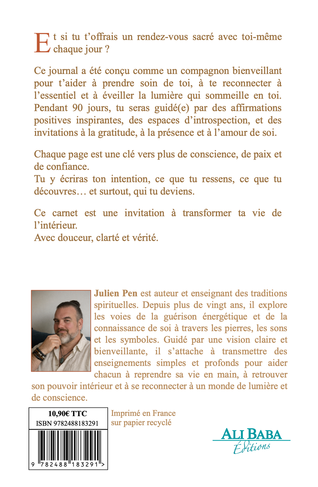 Quatrième de couverture de Mon Journal Spirituel de Transformation de Julien Pen