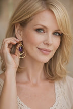 Boucle d'oreille Améthyste Acier doré inoxydable